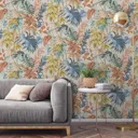 Grandeco Blush Palm Embossed Wallpaper