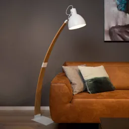 Stylish floor lamp Curf with a white lampshade