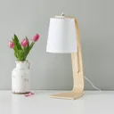 White wood Nordic table lamp with fabric shade