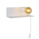 Sebo - white metal wall light with a shelf