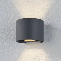 Grey LED wall lamp Xio, light output adjustable