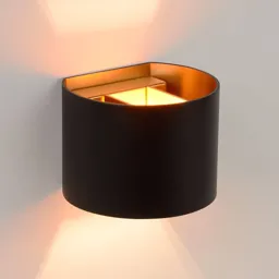 Semi-circular LED wall lamp Xio in black