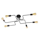 Black Lester ceiling lamp with six arms