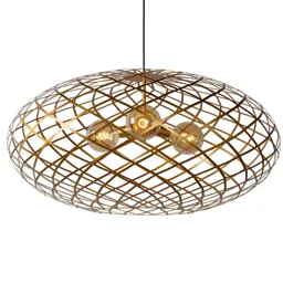Wolfram hanging light, oval lampshade, 100 cm gold