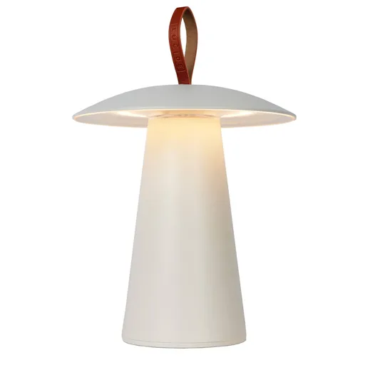 La Donna table lamp, aluminium, battery, white