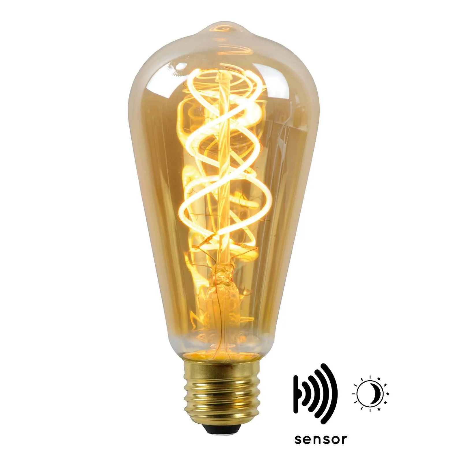 LED bulb E27 ST64 4 W 2,200 K amber with sensor