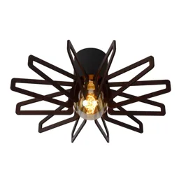 Zidane ceiling lamp 45 cm black, wooden elements