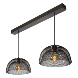 Two-bulb Mesh hanging light in black