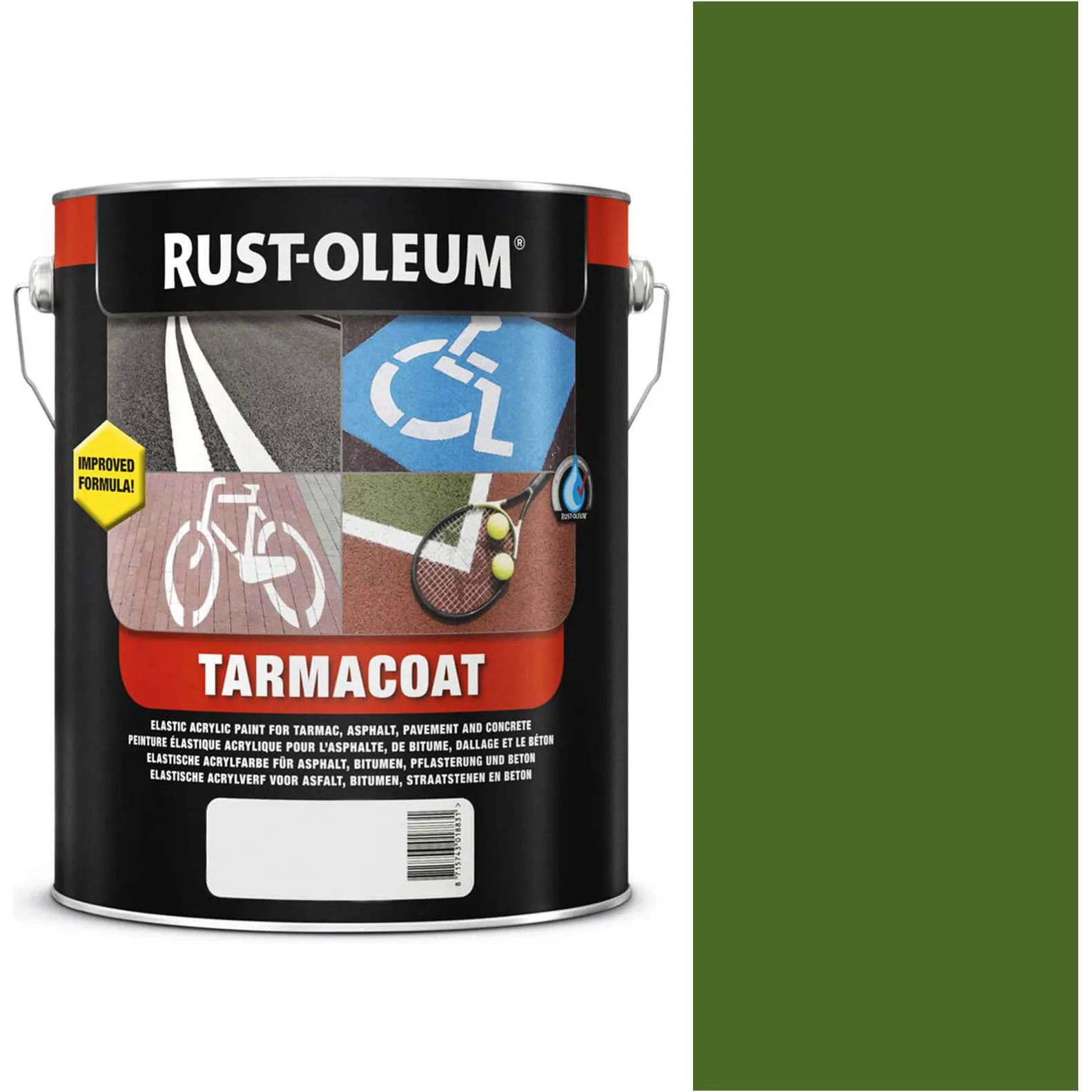 Rust Oleum Tarmacoat Rapid Curing Road Line Paint - Medium Green, 5l