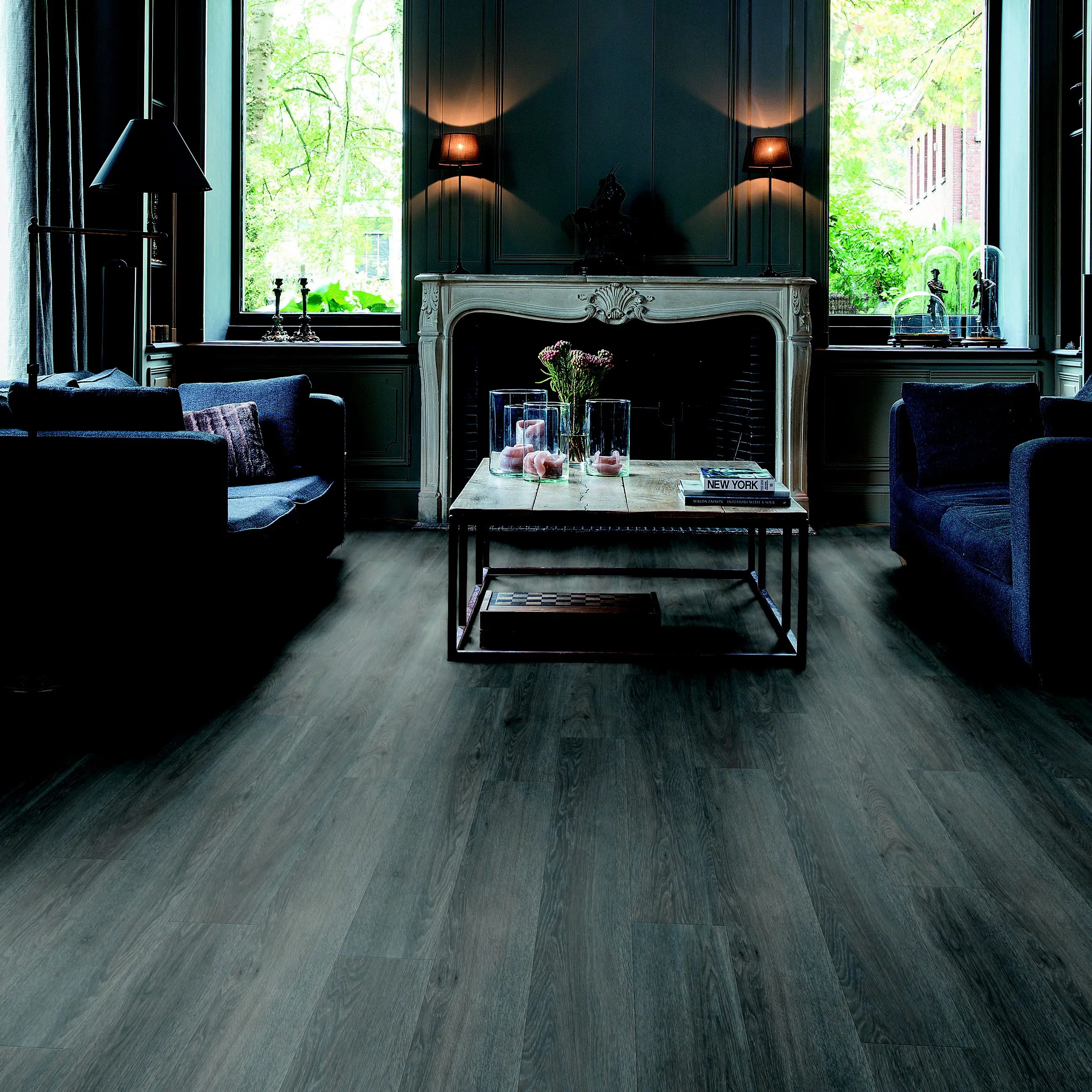 Quick-step Paso Dark grey Oak effect Luxury vinyl flooring tile, 2.1m² Pack