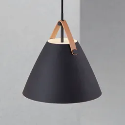 Strap hanging light in black, Ø 27 cm