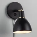 Black wall light Ray with a pivotable lampshade