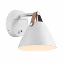 Strap wall light with a leather strap, white