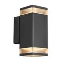 Elm outdoor wall light in black, two-bulb
