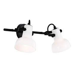 Parson wall spotlight in black and white, 2-bulb