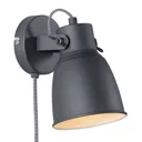 Adrian wall light with cable and plug, black