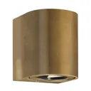 Canto 2 LED outdoor wall light, 10 cm, brass