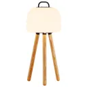 Kettle Tripod LED table lamp wood, lampshade 22 cm