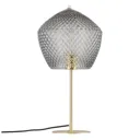 Orbiform table lamp, transparent smoky grey
