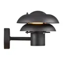 Kurnos outdoor wall light, black, Ø 20 cm