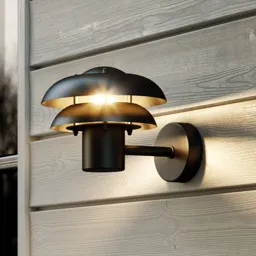 Kurnos outdoor wall light, black, Ø 20 cm