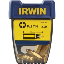 Irwin Pozi Titanium Coated Screwdriver Bit - PZ2, 25mm, Pack of 10