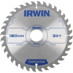 Irwin ATB Construction Circular Saw Blade - 180mm, 36T, 30mm