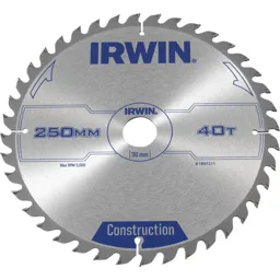 Irwin ATB Construction Circular Saw Blade - 250mm, 40T, 30mm