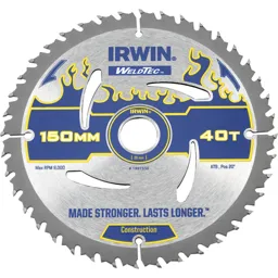 Irwin Weldtec Construction Saw Blade - 150mm, 40T, 20mm