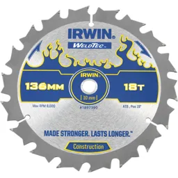Irwin Weldtec Construction Saw Blade - 136mm, 18T, 10mm