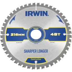 Irwin ATB Ultra Construction Circular Saw Blade - 216mm, 48T, 30mm
