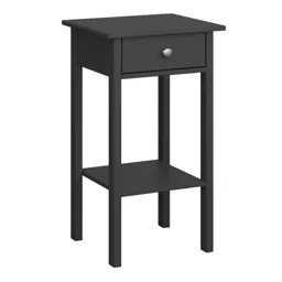 Valenca Satin black 1 Drawer Bedside table (H)700mm (W)400mm (D)354mm