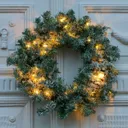 Anton LED wreath, timer, green, snow decoration