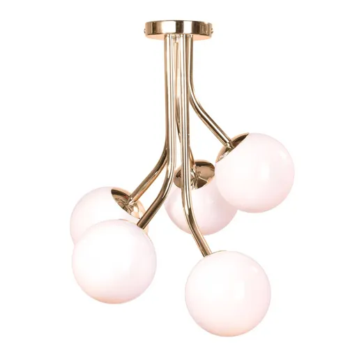 Selva ceiling lamp, 5-bulb, staggered, gold