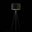 Tago floor lamp, tripod, black/gold lampshade