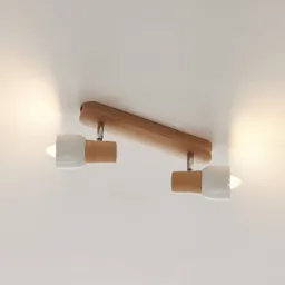 Wooden Svantje ceiling light, two-bulb