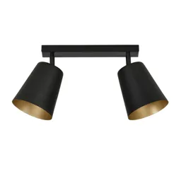 Prism downlight, two-bulb, black/gold