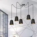 Link hanging light, 5 individual lampshades, black