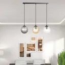 Glassy hanging 3-bulb straight graphite/amber