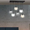 Glassy hanging 6-bulb straight graphite/amber