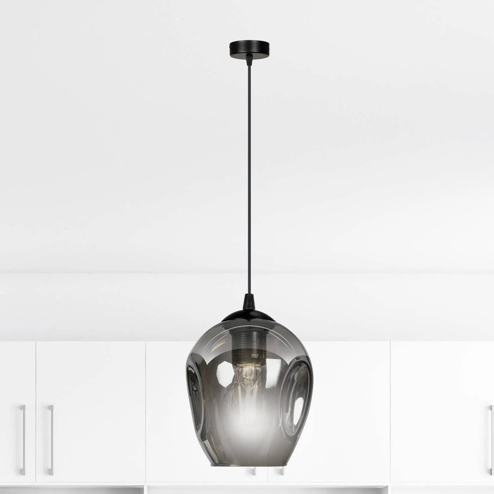 Starla pendant lamp one-bulb, graphite glass