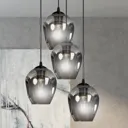 Starla pendant lamp round 4-bulb, graphite glass