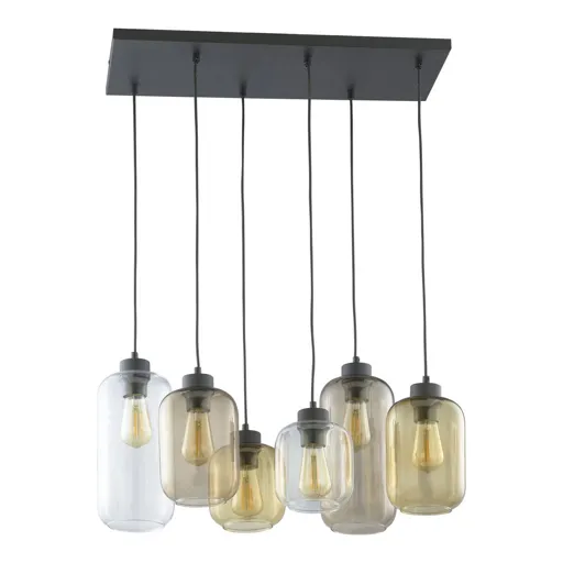 Marco Brown hanging light, 6-bulb, clear/brown