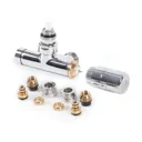 Terma chrome angled integrated thermostatic valve with immersion tube set (for Dual Fuel) - left