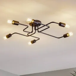 Tube ceiling lamp 6-bulb black