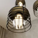 Edison hanging lamp in black/copper, 3-bulb round