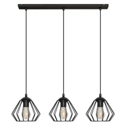 Agat pendant light black, 3-bulb long