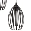 Dali hanging light in black, 3-bulb round