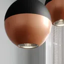 Midway hanging light in black/copper 4-bulb long