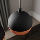 Midway hanging light in black/copper 3-bulb long